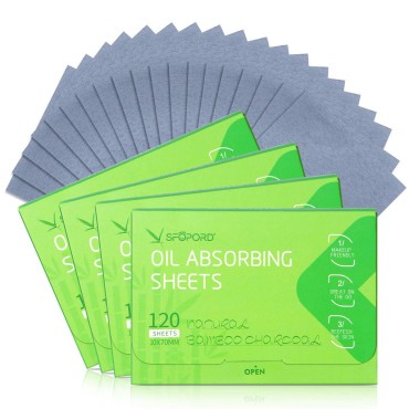Oil Absorbing Sheets with Bamboo Charcoal - 4 Pack (480 sheets) Oil Blotting Sheets For Face, 20% More Makeup Friendly High-performance Handy Face Blotting Paper for Oily Skin