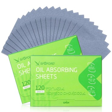Oil Absorbing Sheets with Bamboo Charcoal - 2 Pack (240 sheets) Oil Blotting Sheets For Face, 20% More Makeup Friendly High-performance Handy Face Blotting Paper for Oily Skin
