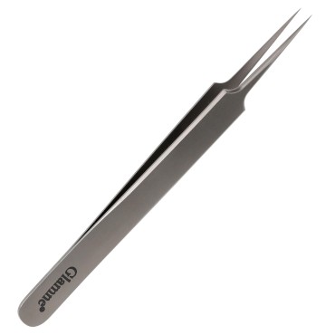 Glamne Titanium Precision Fine Pointed Tip Tweezers for Women and Men Perfect Aligned for Ingrown Hair, Facial and Chin Hair Removal, Extra Sharp Needle Nose Blackheads Tweezers