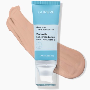goPure Glow Pure Tinted Mineral SPF 40 PA +++ | Dermatologist-tested Face Sunscreen | Tinted Moisturizer with SPF | Protected Glowing Skin | No artificial fragrance, Reef-Friendly & Natural Sunscreen