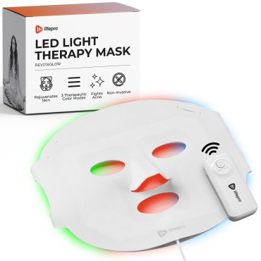 LifePro Led Face Mask Light Therapy - 3 Color Red Light Therapy for Face and Neck - Enjoy a Home Facial Experience With The Truly Portable Light Therapy Mask