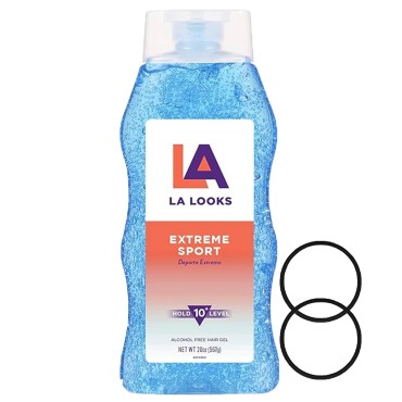 DIXIS L.A. LOOKS SPORT XTRME HOLD GEL 20 OZ with Bonus Black Hair Band, Extreme Hold Gel