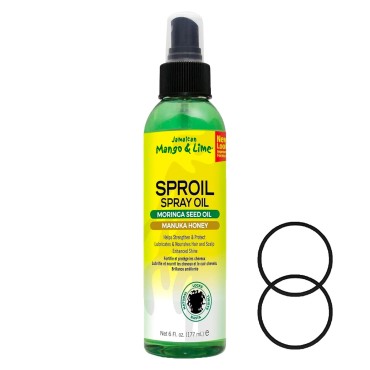Jamaican Mango & Lime Sproil Spray Oil For Hair, 6 Fl Oz with Bonus Black Hair Band - Hair Care Set