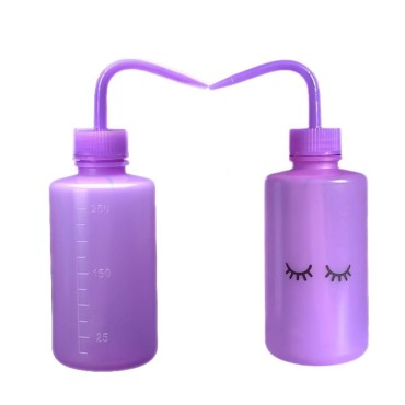 KEY2MQ Tattoo Rinse Lash Eyelashes Liquid Squeeze Wash Bottle 2Pack 250ml Squirt Medical Label Plastic Bottles with Scale Labels Succulent Plant Watering Tools (Purple)