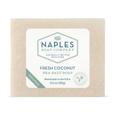 Naples Soap Company pH Balancing Sea Salt Soap Bar - Naturally Exfoliates and Moisturizes - No Harmful Ingredients -3.5 oz, Fresh Coconut