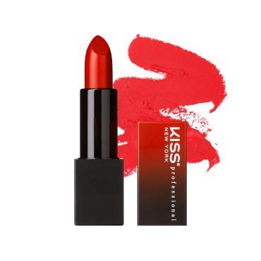 KISS NEW YORK Professional Rich Pigmented Lipstick, Smooth Creamy Satin Finish, Long Lasting, Infused with Shea Butter and Vitamin E (Poppy)