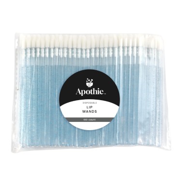 Apothie 100 Pieces Disposable Lip Applicators - Lint-Free Versatile Doe Foot Makeup Wands for Lip Gloss, Lipstick, Lash Extensions, Beauty Starter Kits Essential (100 Brushes, Blue Crystal)