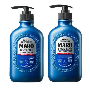 MARO Body & Face Cleansing Cool Soap | All-In-One Wash to Eliminate the Root Cause of Body Odor | 13.5 oz / 400 ml (2 Pack)