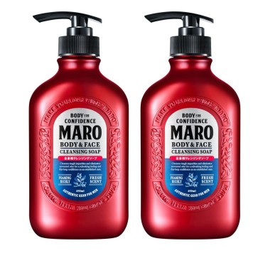 MARO Body & Face Cleansing Soap | All-In-One Wash Removes Dirt & Oil for Invigorated & Renewed Skin | 15 oz / 450 ml (2 Pack)