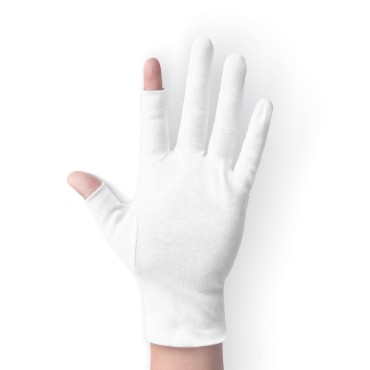 ANSMIO 2 Pairs Cotton Gloves Touchscreen, White Gloves for Dry Hands, Cotton Gloves for Sleeping, Moisturizing Night Gloves, White Gloves 100% Cotton, Size M (2 Pairs)