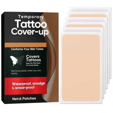 Tattoo Cover Up Tape, Ultra Thin Patch for Tattoo Scar and Birthmarks, Invisible Waterproof Skin Tone Concealer Sticker for Covering Up Scars Tattoos,6 Count (Pack of 1)