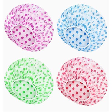 Yumflan Shower Cap, 4Pcs Shower Caps for Women Reusable Waterproof, Hair Bathing Caps for Women Ladies Spa Salon (Red/Purple/Blue/Green)