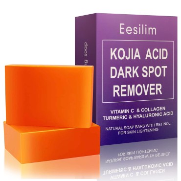 Eesilim Kojic Acid Skin Brightening Soap, Hyaluronic Acid,Tea Tree Oil for Smooth Face & Body,Dark Spot,Acne Scars Elimination for Freckles for Men/Women All Skin Types