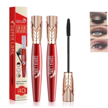 2PCS Yanquina Super Long Luxurious Mascara, 4D Waterproof And Sweat Proof Mascara, Stereo Lengthening Mascara, Drying And Not Sticky Mascara For Women