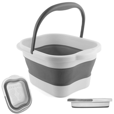 MontNorth Collapsible Foot Soak Tub with Handle,4 Gallons/15L Multifunction Foldable Foot Bath Basin with Massage Acupoint,Plastic Foot Bucket for Soaking Feet,Grey