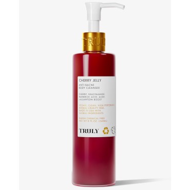 Truly Beauty Cherry Jelly Body Acne Wash with Soothing Cherry Niacinamide, Hydrating Allantoin, & Mandelic Acid - Award Winning Back Acne Treatment Body Wash Cleanser & Dark Spot Remover