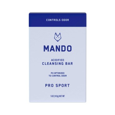 Mando Acidified Cleansing Bar - 24-Hour Odor Control - Removes Odor Better than Soap - Moisturizing Formula - SLS Free, Paraben Free - Safe For Sensitive Skin - Pro Sport