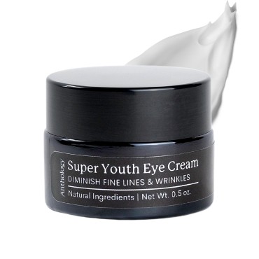 ANTHOLOGY Super Youth Eye Cream for Wrinkles & Dark Circles | Anti-aging Under Eye Cream with Peptides, Organic Aloe Vera & Vitamin C | Daily Use Intense Hydration Cream | 0.5 fl oz 15 ml