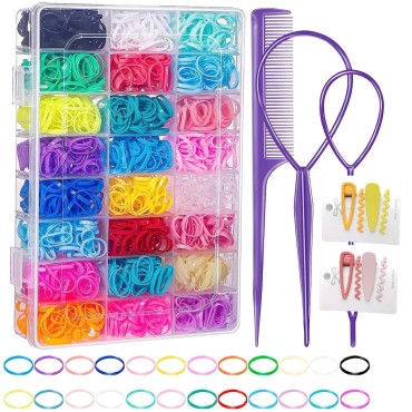 NOVOVIDA Elastic Hair Bands, 24 Colors/2000PCS Bab...