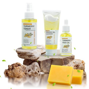 5 PCS Turmeric Skin Care Kit, 2 Turmeric Soap - Tu...