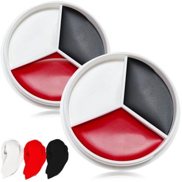 Fusang 2Pcs Clown Black White Red Face Paint,Profe...