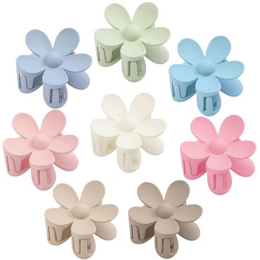 Flower Hair Clips 8PCS Hair Claw Clips Nonslip Large Claw Clips Cute Hair Clips Strong Hold For Women Thick Hair, Big Hair Claw Clips, Daisy Hair Clips 8 Colors