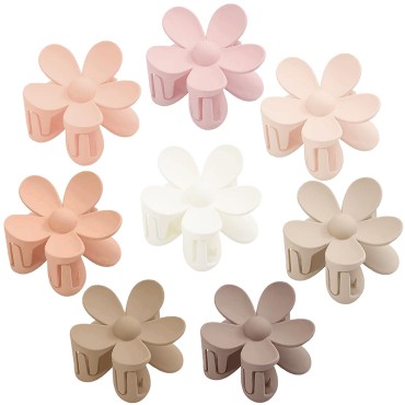 Flower Hair Clips 8PCS Hair Claw Clips Matte Large Claw Clips Cute Hair Clips Strong Hold for Women Thick Thin Hair, Big Hair Claw Clips for Thin Hair, Daisy Hair Clips 8 Colors