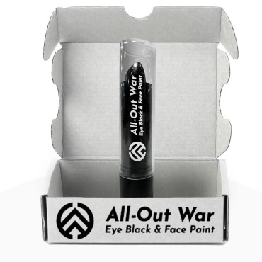 All-Out War Eye Black, Face & Body Paint, Designed by a Youth Athlete in Michigan, Sports Drip Stick Eyeblack Accessories for Baseball, Softball, Lacrosse, Football Gear, Halloween Makeup, 1 Pack