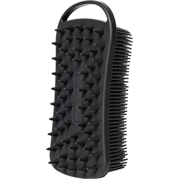 Blackwood For Men Double Duty Beard & Body Scrubber - Dual-Sided Men's Shower Tool - Handheld Body Wash Brush with Long Soft Silicone Bristles for Deep Cleaning - Short Exfoliating Tips for Beard Care