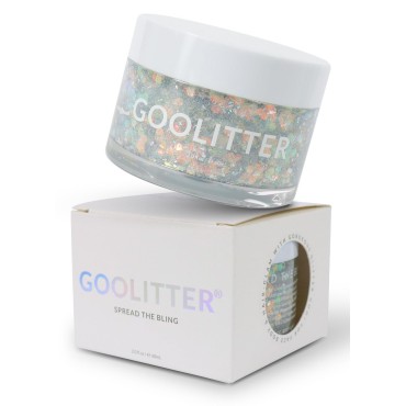 Goolitter Face, Body & Hair Holographic Clear White Glitter Gel [Snowy Cloud] 2oz (60mL) | Chunky | K-Beauty | Halloween, Festival, EDM, Rave, Party, Concert, Costume Makeup| Vegan, Cruelty Free