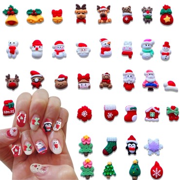 38PCS Christmas Nail Art Charms 3D Mixed Christmas...