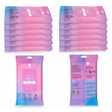 Pursonic Makeup Removal Wipes 12 Pack (720 Wipes Total) - Ultra-Soft Facial Cleansing Towelettes Dissolve All Traces of Dirt, Oil & Makeup - Gentle Enough for Contact Lens Wearers, Safe for Eye