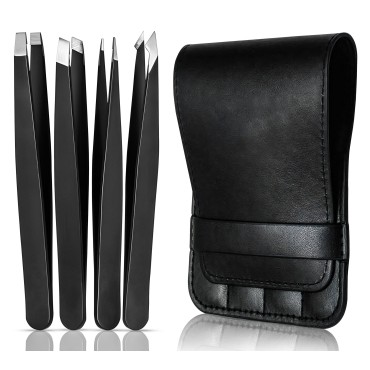 (4 Pack) Tweezers Set - Professional High Grade St...