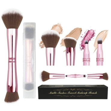 Voxora 4 in 1 Makeup Brush, Travel Makeup Brush Se...