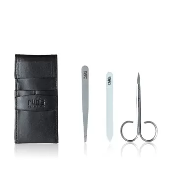 Rubis 3-Piece Manicure Set for Men and Women with Black Leather Case, Includes Tweezers, Nail Scissors, and Glass Bead Nail File, 1K400,Rubis Switzerland Swiss Made World Renowned Precision
