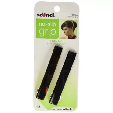 Scunci No-Slip Grip Auto Clasp Barrettes, Colors May Vary 2 ea (Pack of 2)