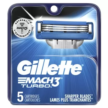 Gillette Mach3 Trubo Men's Razor Blade Refills, 5 Count (Packaging May Vary), Mens Razors / Blades