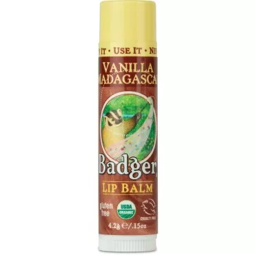 Badger Organic Vanilla Classic Lip Balm, 0.15 OZ...