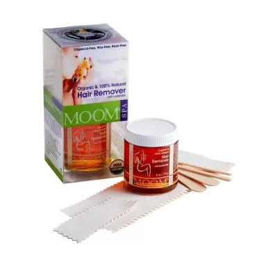 MOOM - Glaze Waxing Kit with Lavender, Natural Waxing Kit for Women & Men, Whole Body, Bikini & Face Wax, 6 oz (170 g) Jar Sugar Wax Hair Remover with 18 Reusable Fabric Strips