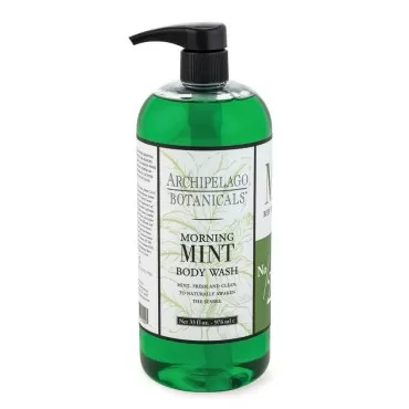 Archipelago Botanicals Morning Mint Body Wash | Stimulating and Cleansing Daily Cleanser | Free from Parabens and Sulfates (33 fl oz)