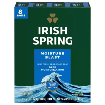 Irish Spring Moisture Blast Bar Soap, 3.75oz 8 Count