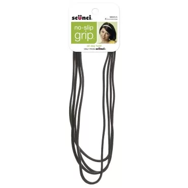 Scunci No-slip Grip Flat Black Headwraps, 9mm, (Pack of 4)