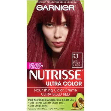 Garnier Nutrisse Ultra Color Nourishing Hair Color Creme, R3 Light Intense Auburn (Packaging May Vary), Pack of 1