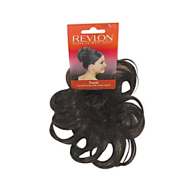 Twist Curly Wrap Color Dark Brown - Revlon Hairpiece Short Loose Curls Elasticized Hair Wrap Ponytail Schrunchy Women's Synthetic Fun Bun Around Pedazo de cabello