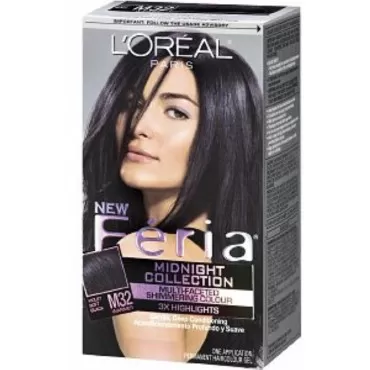 L'Oreal Paris Feria Multi-Faceted Shimmering Permanent Hair Color Hair Dye, M32 Midnight Star (Violet Soft Black)