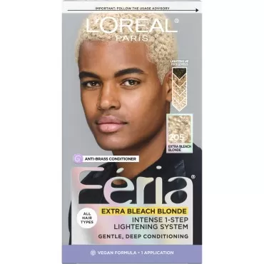 L'Oreal Paris Feria Multi-Faceted Shimmering Permanent Hair Color, 205 Bleach Blonding (Extra Bleach Blonde), Pack of 1, Hair Dye