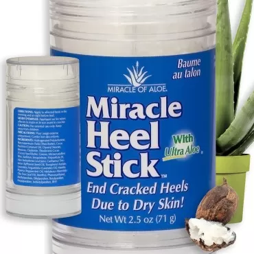 Miracle of Aloe’s Miracle Heel Stick - Quick Relief for Rough, Dry, Cracked Heels - Intensive Therapeutic Balm for Severe Dry Feet Treatment & Heel Repair - Moisturizing Salve with Restorative Pure Aloe Vera Gel 2.5oz