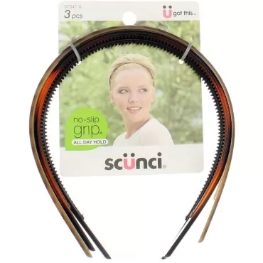 Scunci No Slip Grip Skinny Head Bands, 3.8 Ounce, 3 Pcs per Pack (1-Pack)