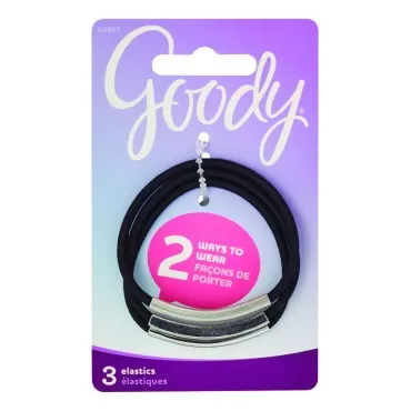 Goody Doublewear 2 In 1 Ponytailer and Bracelet 3 Pack - Two Ways To Wear It - Double Wear - Random Color (Silver or Gold)