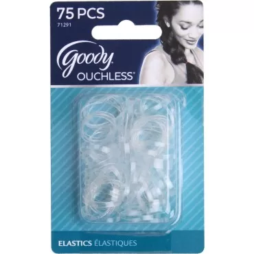 Goody Classics Hair Elastic, Mini Polybands Crystal Clear, 75 Count (Pack of 3)